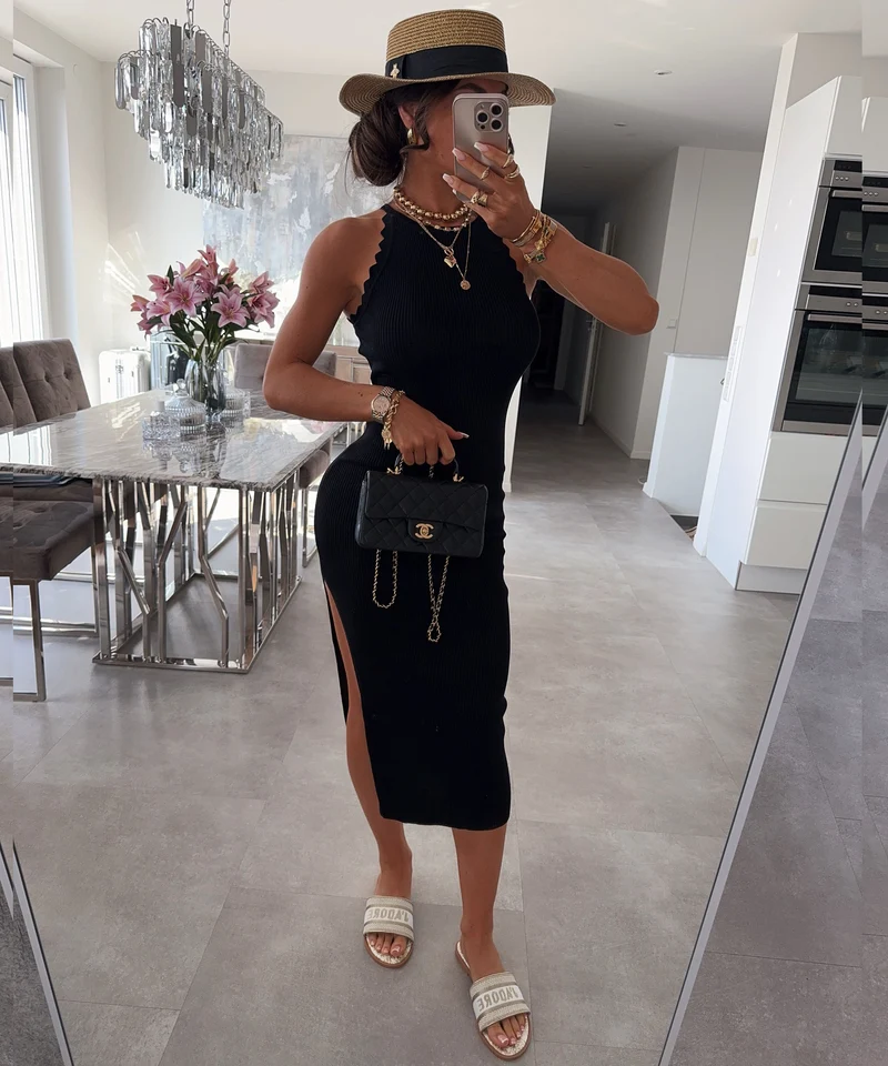Kleid Zacken Schwarz
