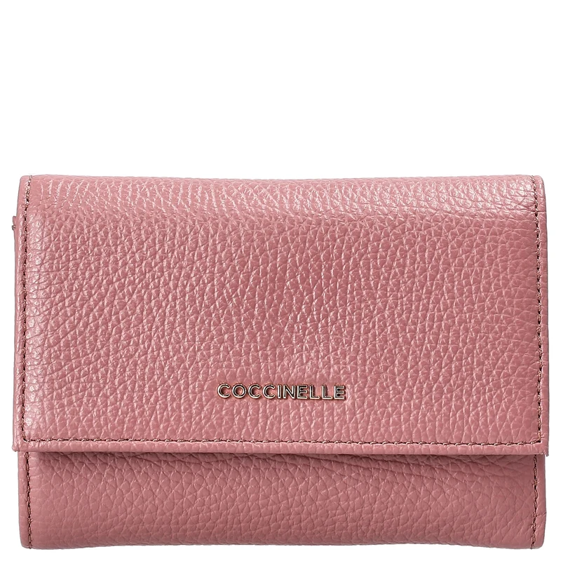 Coccinelle Metallic Soft - Cartera 12 ranuras para tarjetas 14 cm (color: winter rose)