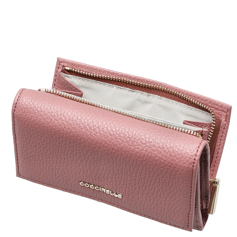 Coccinelle Metallic Soft - Cartera 12 ranuras para tarjetas 14 cm (color: winter rose)