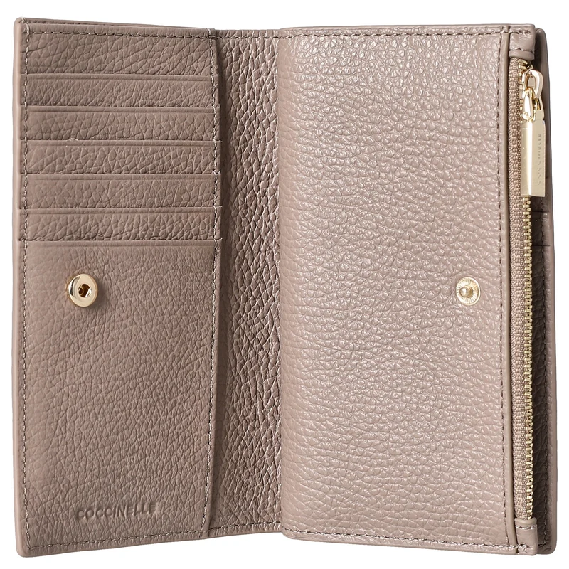 Coccinelle Metallic Soft - Cartera 12cc 16 cm (warm taupe)