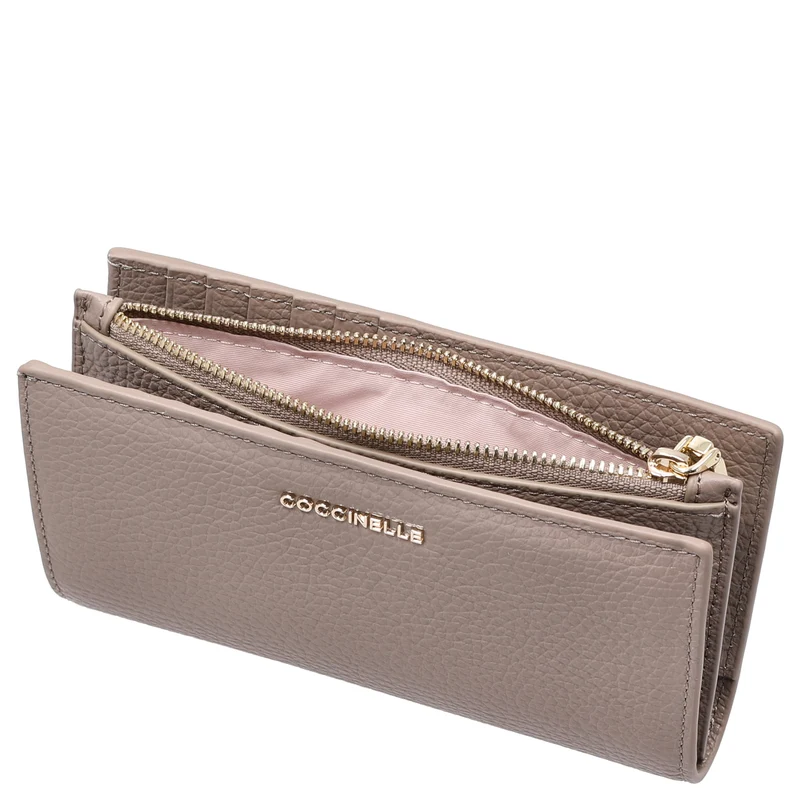 Coccinelle Metallic Soft - Cartera 12cc 16 cm (warm taupe)