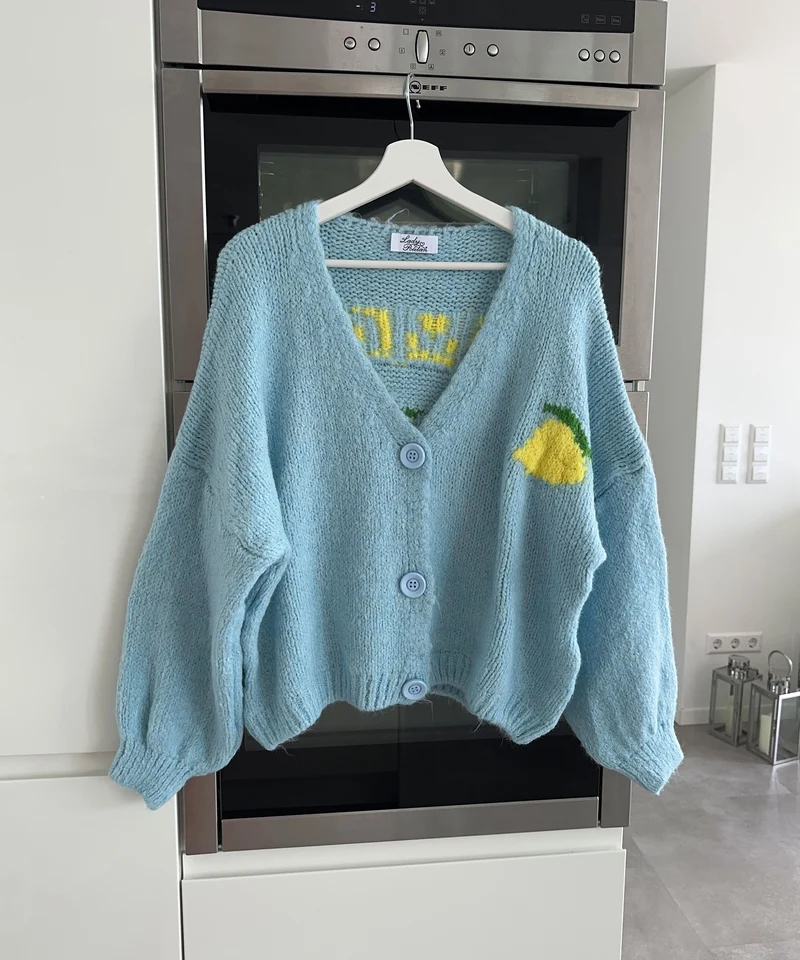Print Cardigan Limoncello Hellblau