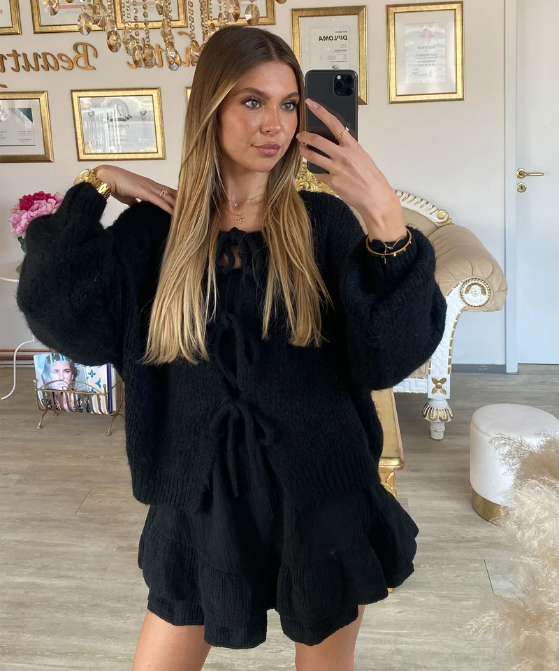 Cardigan Schleife Fia Schwarz