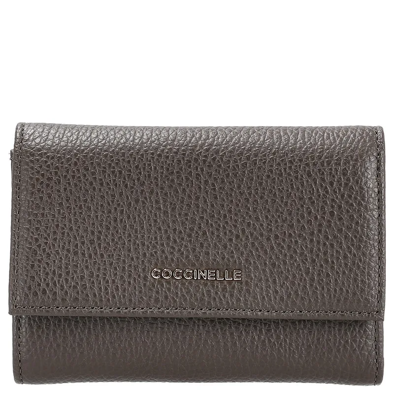 Coccinelle Metallic Soft - Cartera 12 ranuras para tarjetas 14 cm (color: fango)