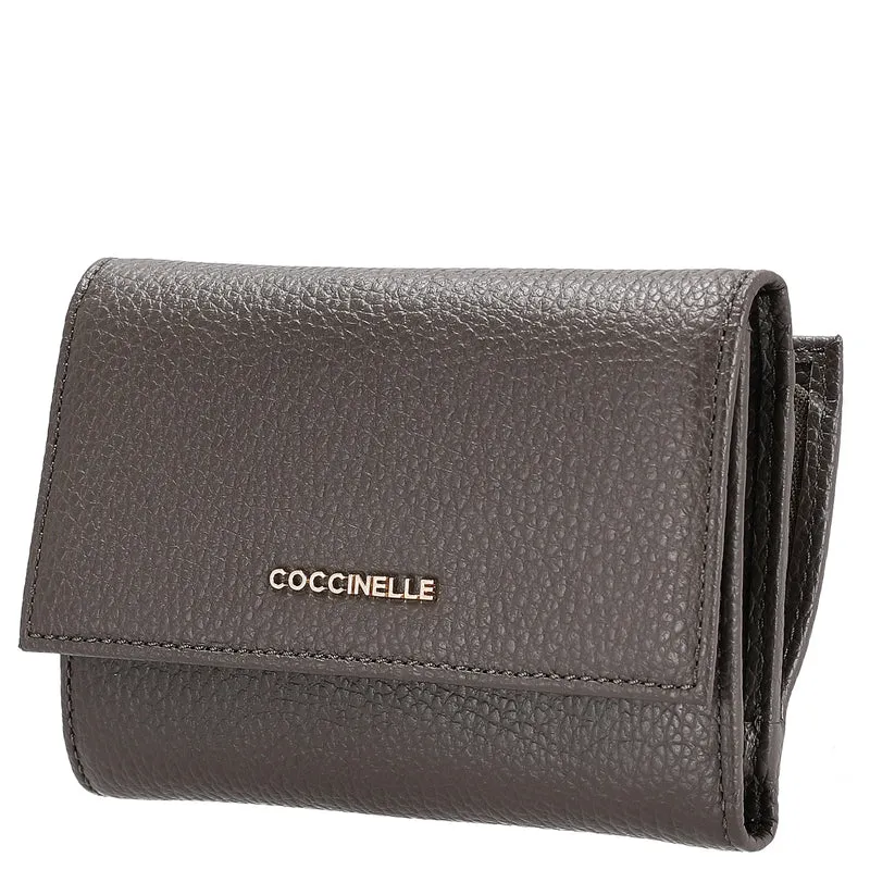 Coccinelle Metallic Soft - Cartera 12 ranuras para tarjetas 14 cm (color: fango)