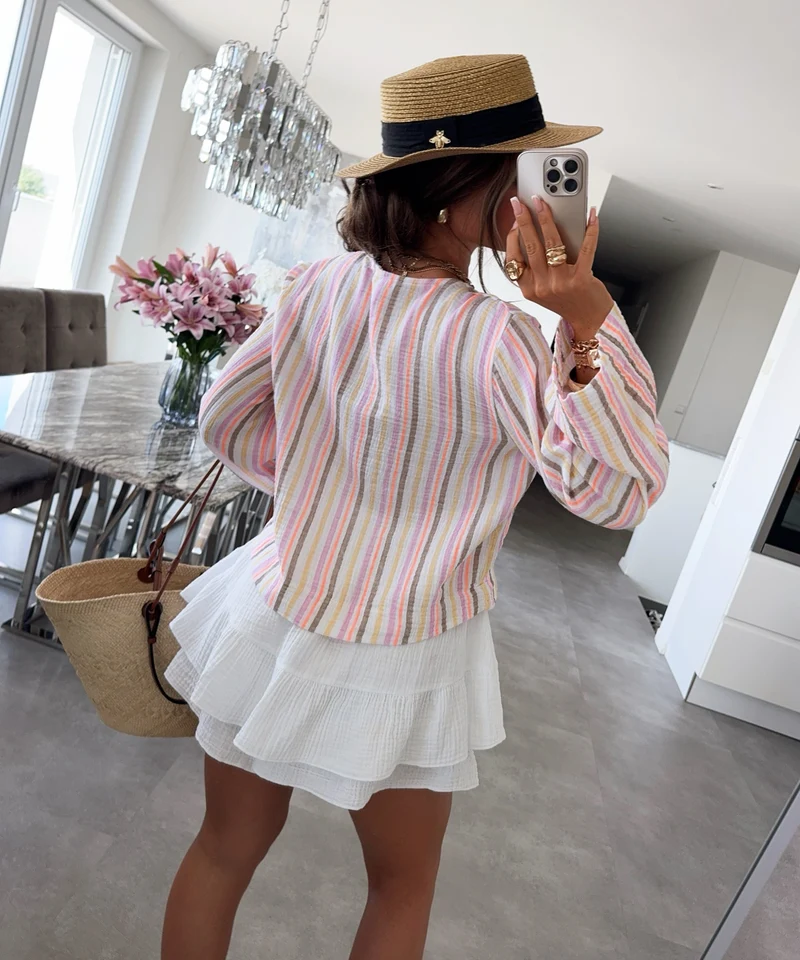 Musselin Bluse Molani Streifen Bunt