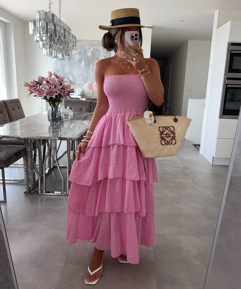 Baumwoll Kleid Karolina Pink