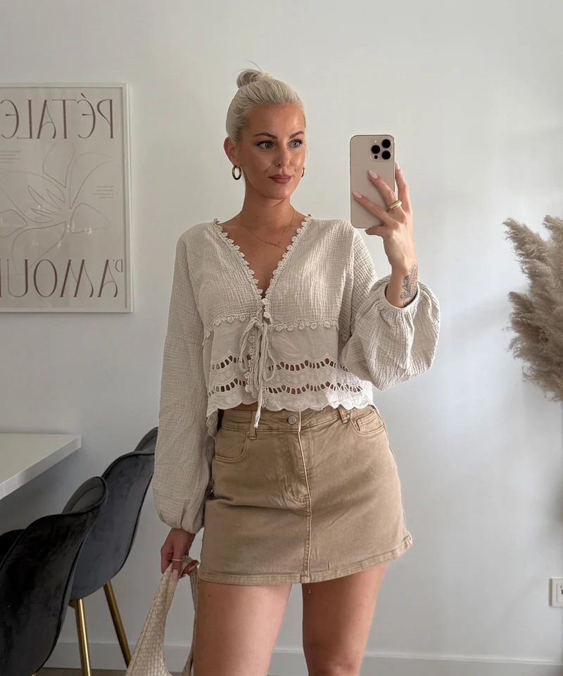 Musselin Bluse Rena Beige