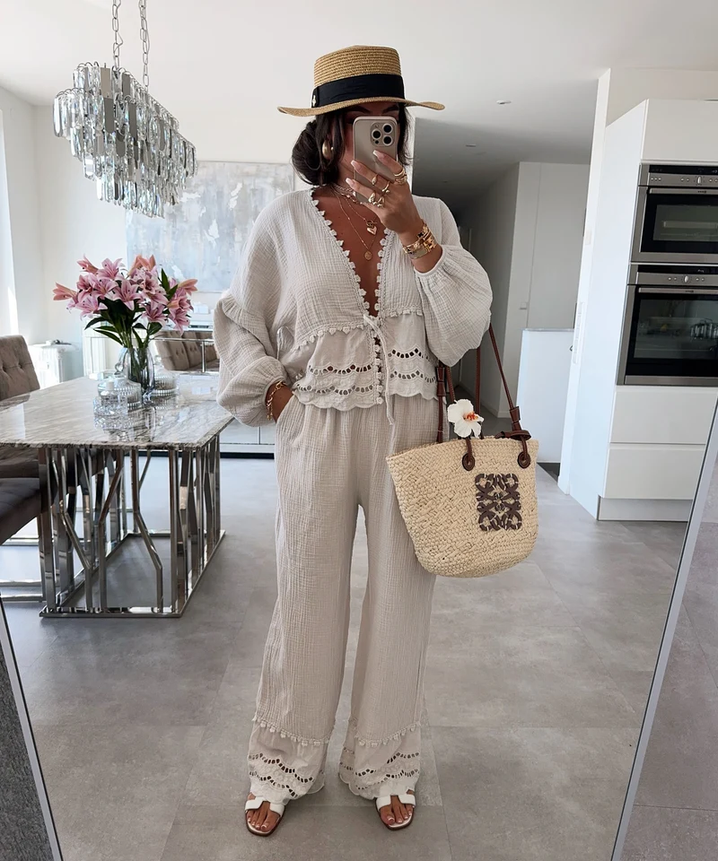 Musselin Bluse Rena Beige