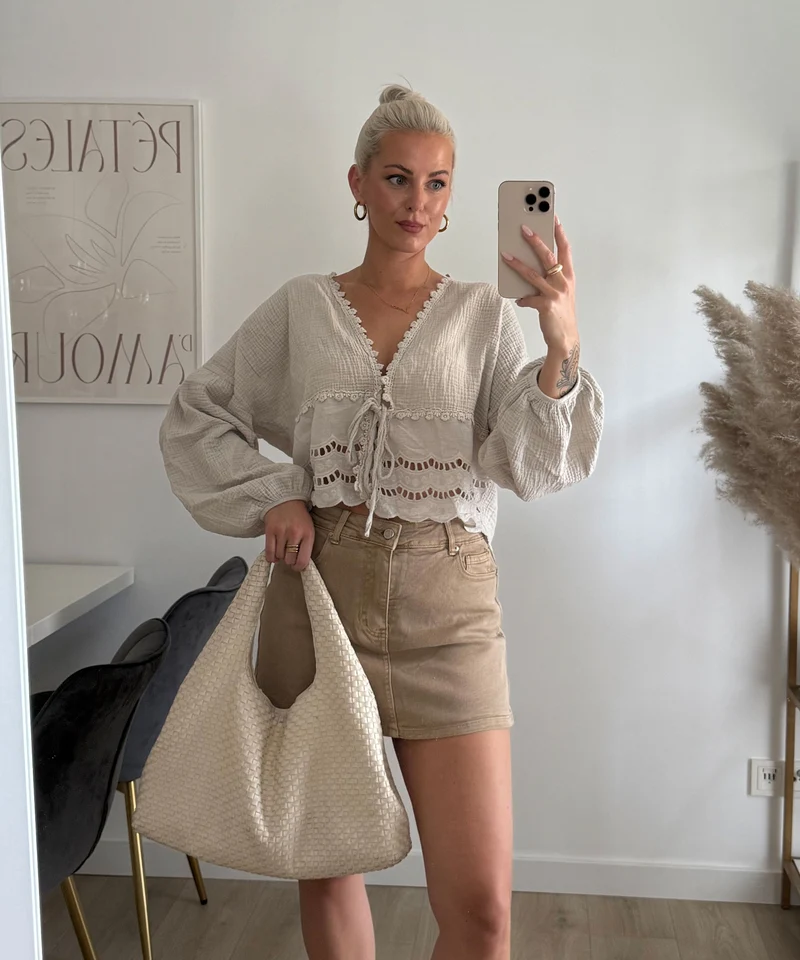 Musselin Bluse Rena Beige