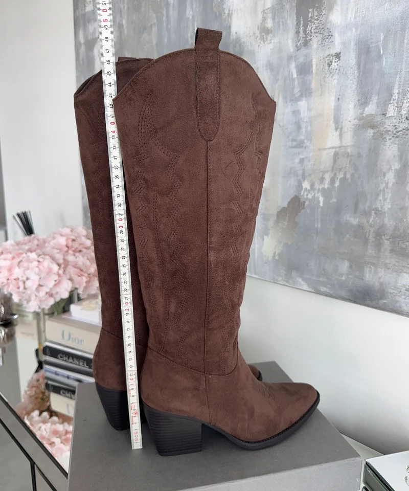 Cowboy Stiefel Selenay Dunkelbraun Hoch
