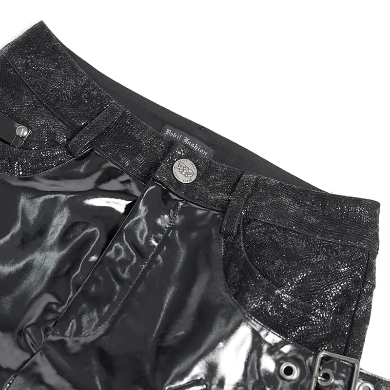 Punk-Minirock für Damen mit Ösen- und Schnallenriemen