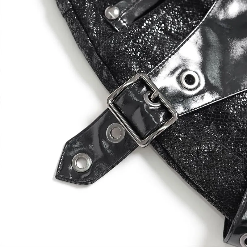 Punk-Minirock für Damen mit Ösen- und Schnallenriemen