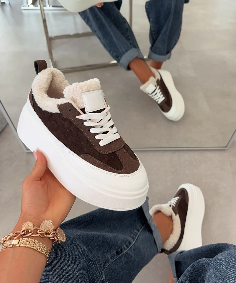 Teddyfell Plateau Sneaker Nuva Braun