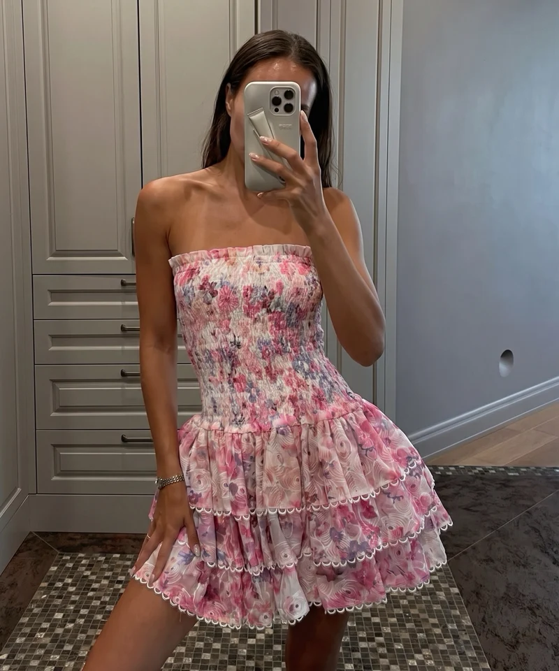 Volant Kleid Mali Rosa