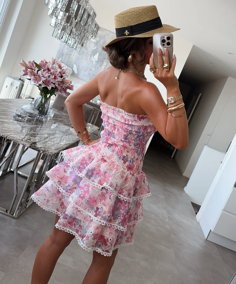 Volant Kleid Mali Rosa