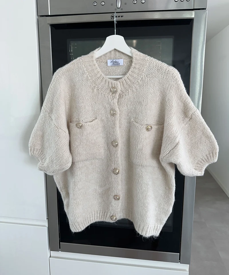 Kurzarm Strickjacke Liona Beige