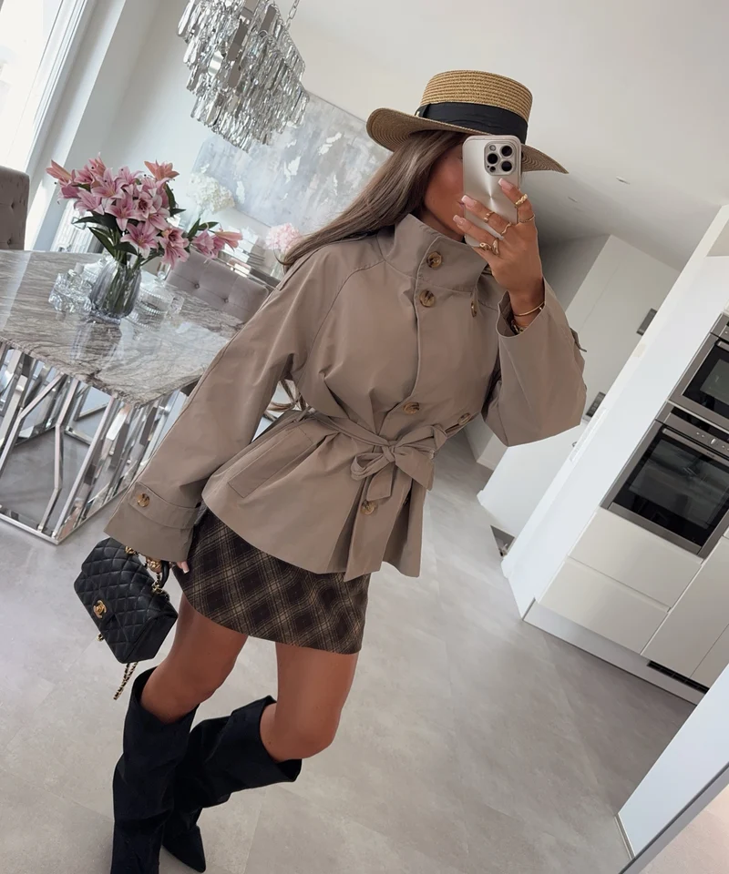 Short Trenchcoat Jacke Olya Taupe