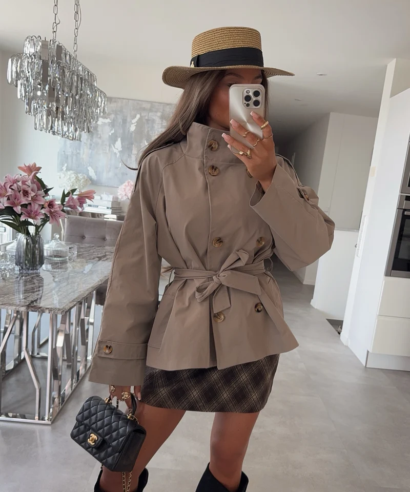Short Trenchcoat Jacke Olya Taupe