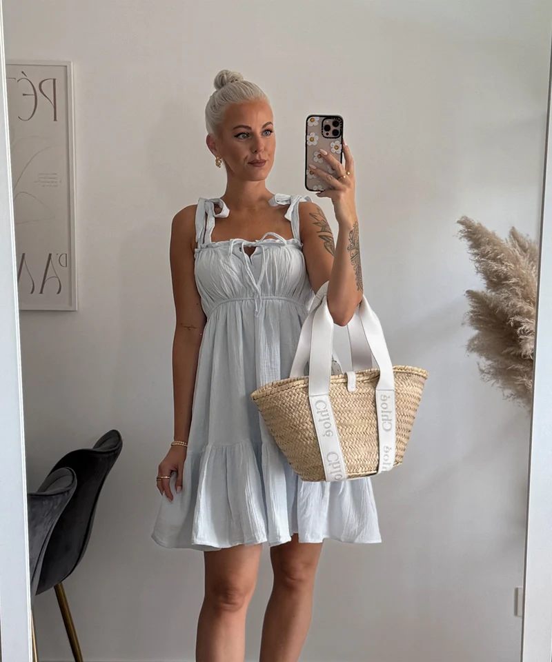 Musselin Kleid Taika Hellblau Mini