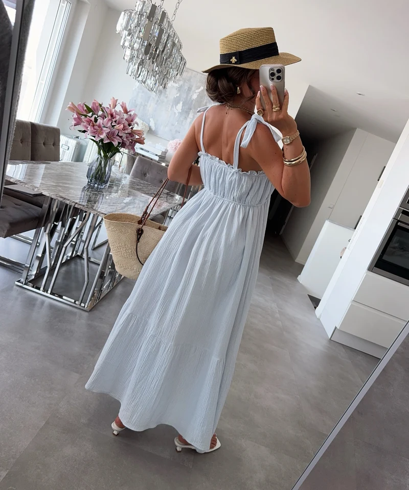 Musselin Maxi Kleid Taika Hellblau