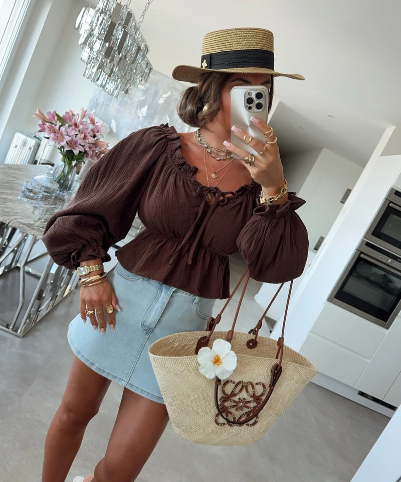 Musselin Bluse Evanthe Braun