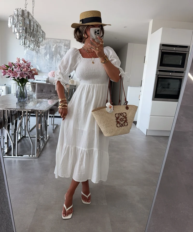 Musselin Kleid Calissa Weiß