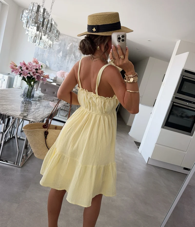 Musselin Kleid Taika Gelb Mini