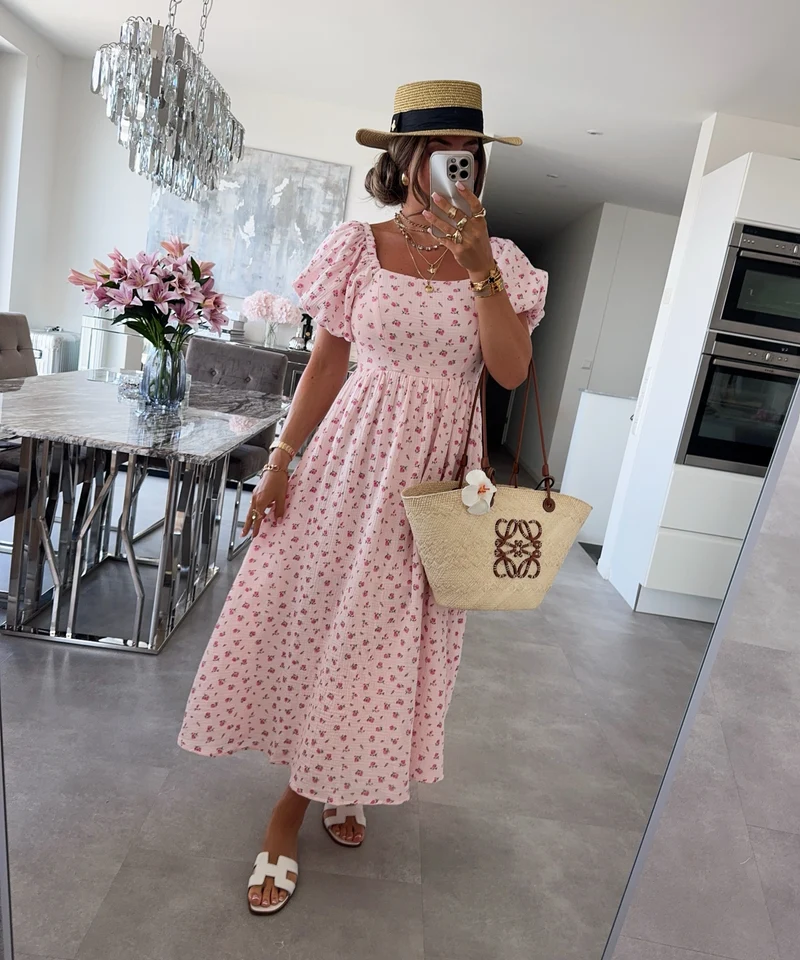 Musselin Maxi Kleid Selya Rosa