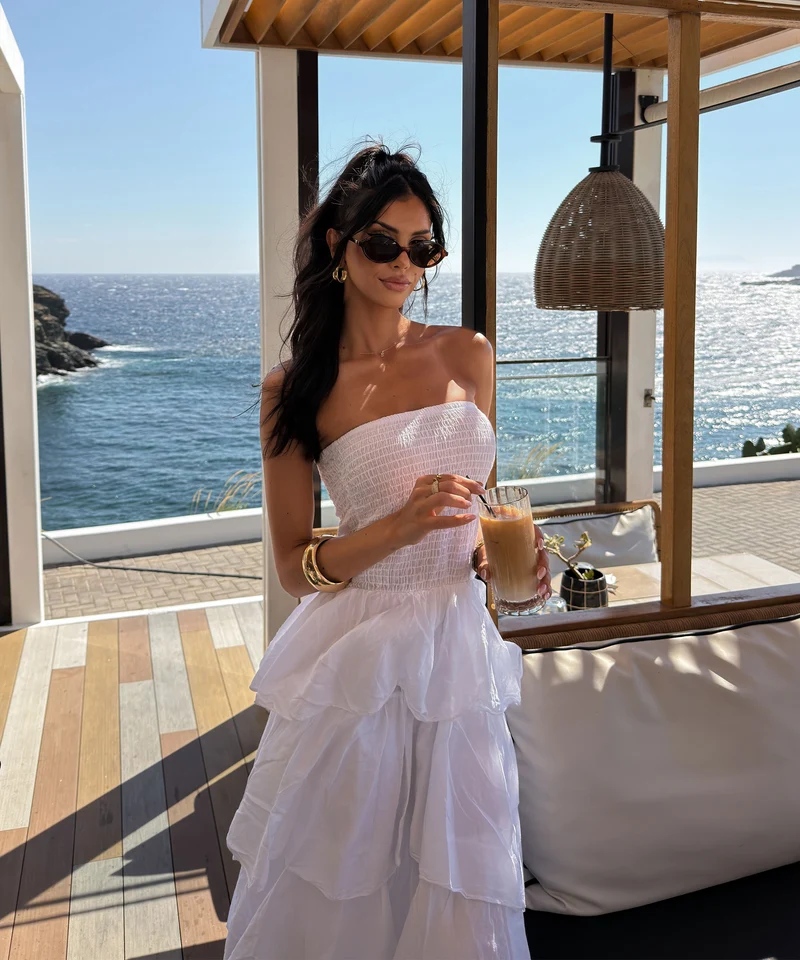 Baumwoll Kleid Karolina Weiß