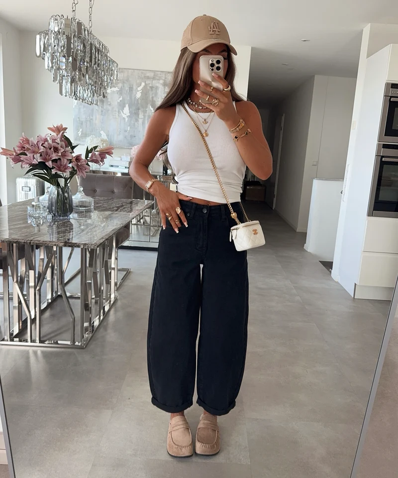 Stretch Balloon Jeans Aviana Schwarz