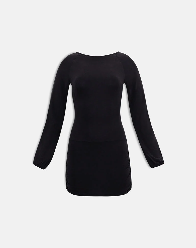 Tomoko Minikleid aus Cupro, schwarz