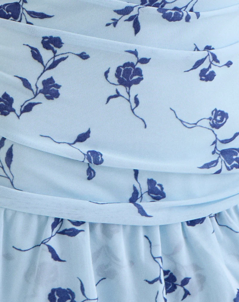 Mowgli-Minikleid mit Flügelärmeln in zartem Blattblau