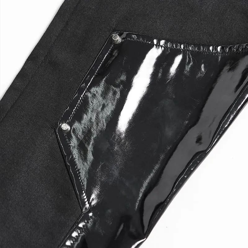 Punk-Skinny-Hose für Damen mit Schnallenriemen aus Lacklederimitat