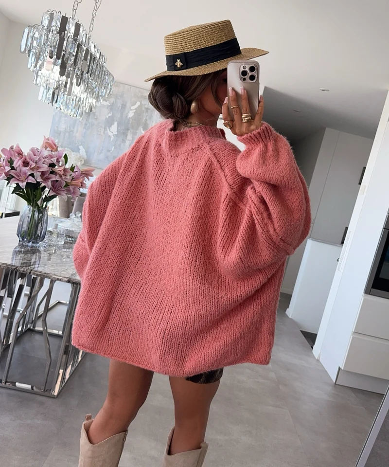 Oversize Strickjacke Jalsien Peach