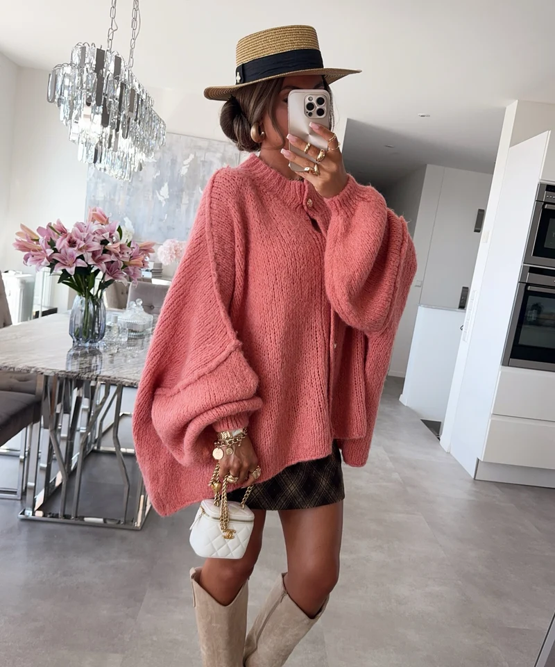 Oversize Strickjacke Jalsien Peach