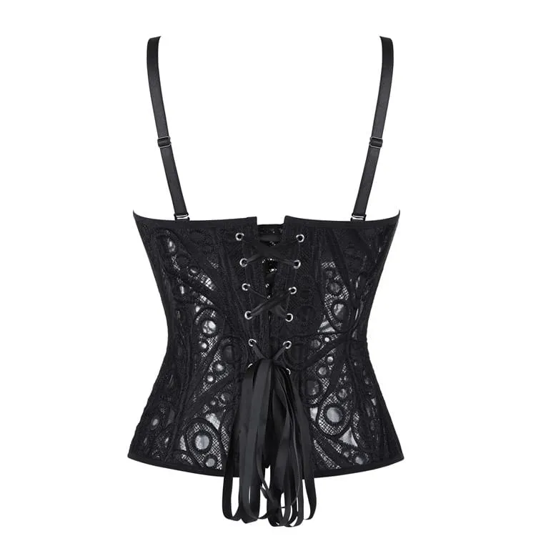 Gothic-Korsett für Damen, transparent, mit Schnürung, über der Brust