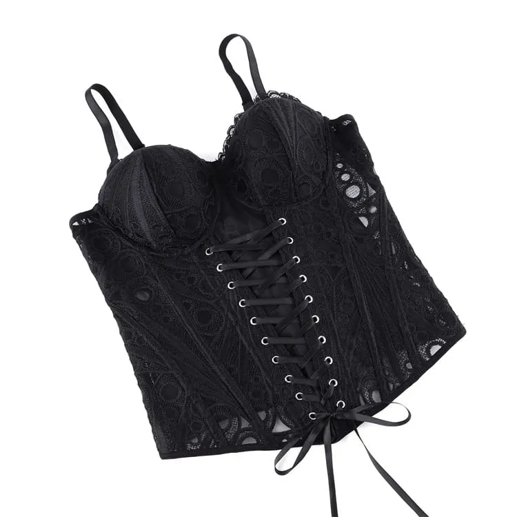 Gothic-Korsett für Damen, transparent, mit Schnürung, über der Brust