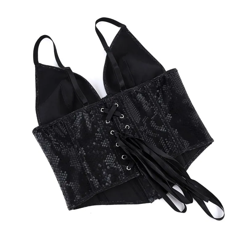 Gothic-Korsett für Damen mit Schlangenmuster, Schnürung und Überbrustumfang