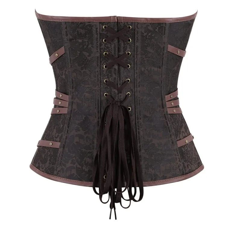 Gothic-Korsett für Damen mit Schnallenriemen und Schnürung über der Brust