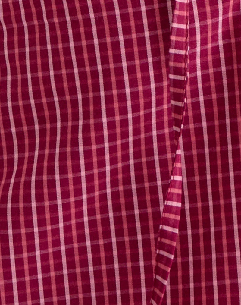 Reem Halterneck-Top im „Raspberry Shadow Check“-Muster