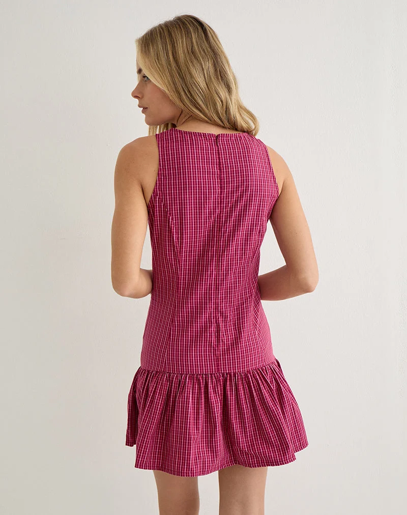 Maelah-Kleid im „Raspberry Shadow Check“-Muster