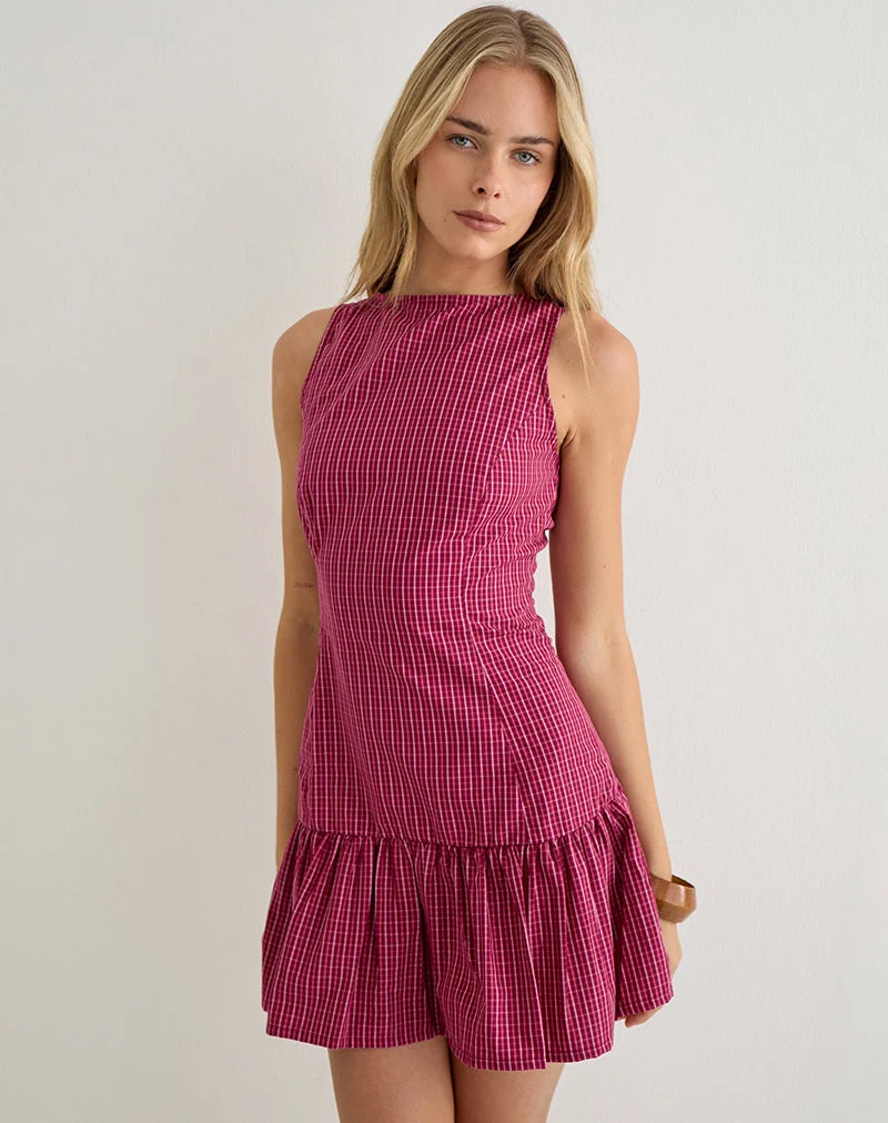 Maelah-Kleid im „Raspberry Shadow Check“-Muster