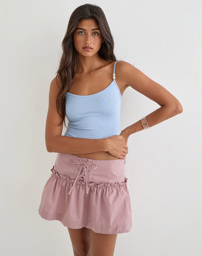 Buffy-Minirock mit Ösen aus Popeline in Altrosa