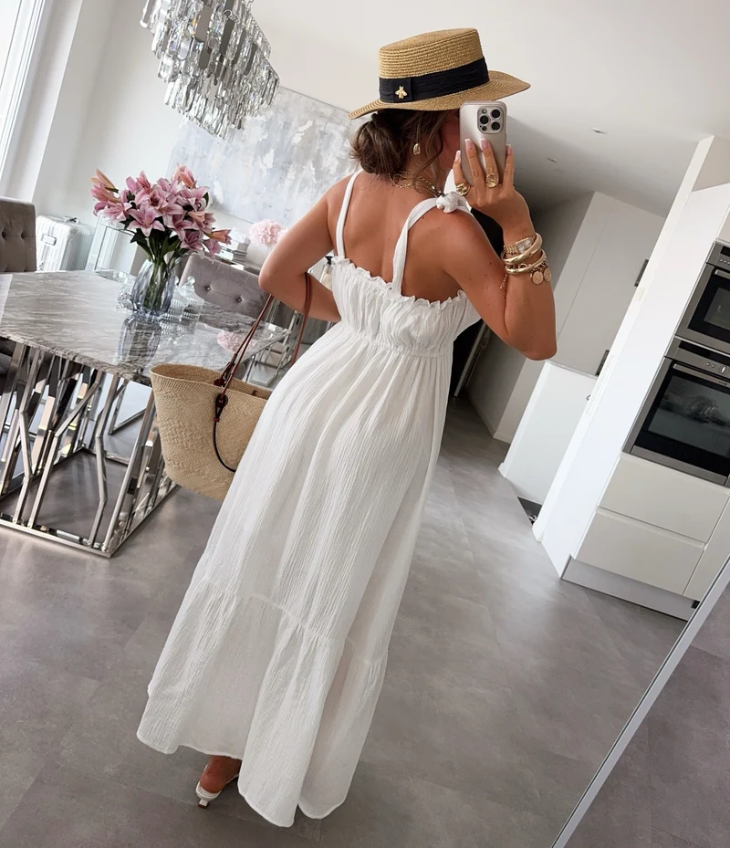 Musselin Maxi Kleid Taika Weiß