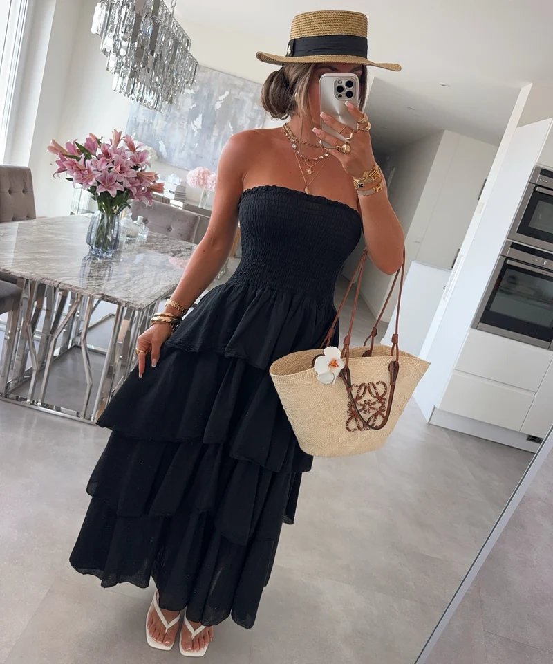 Baumwoll Kleid Karolina Schwarz