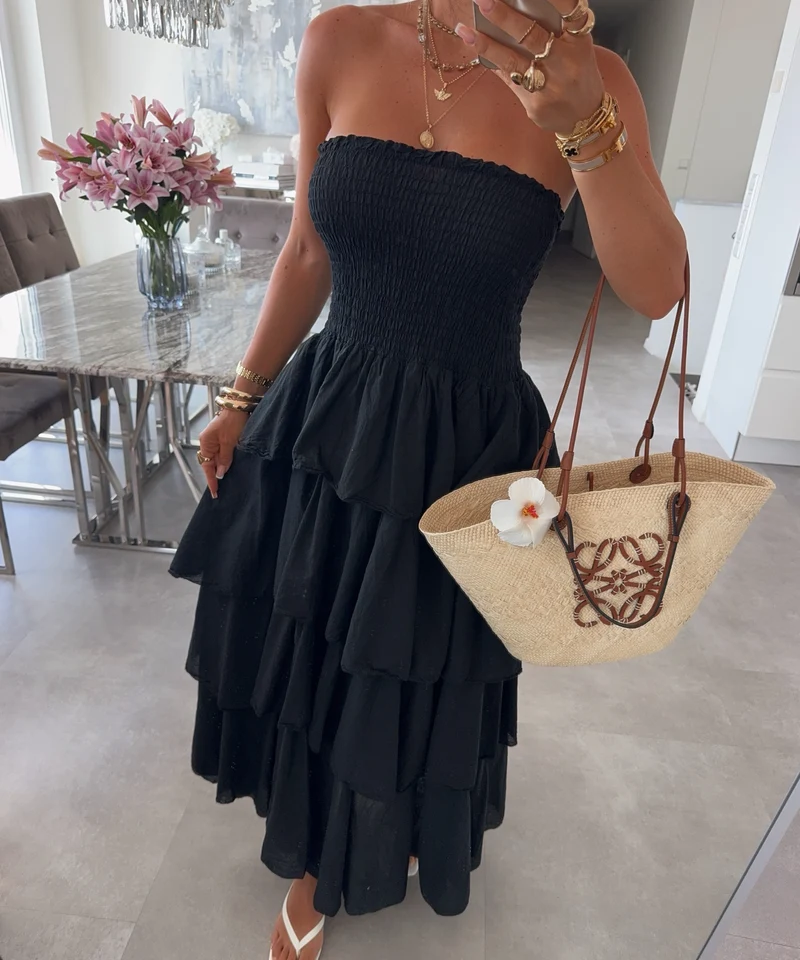 Baumwoll Kleid Karolina Schwarz