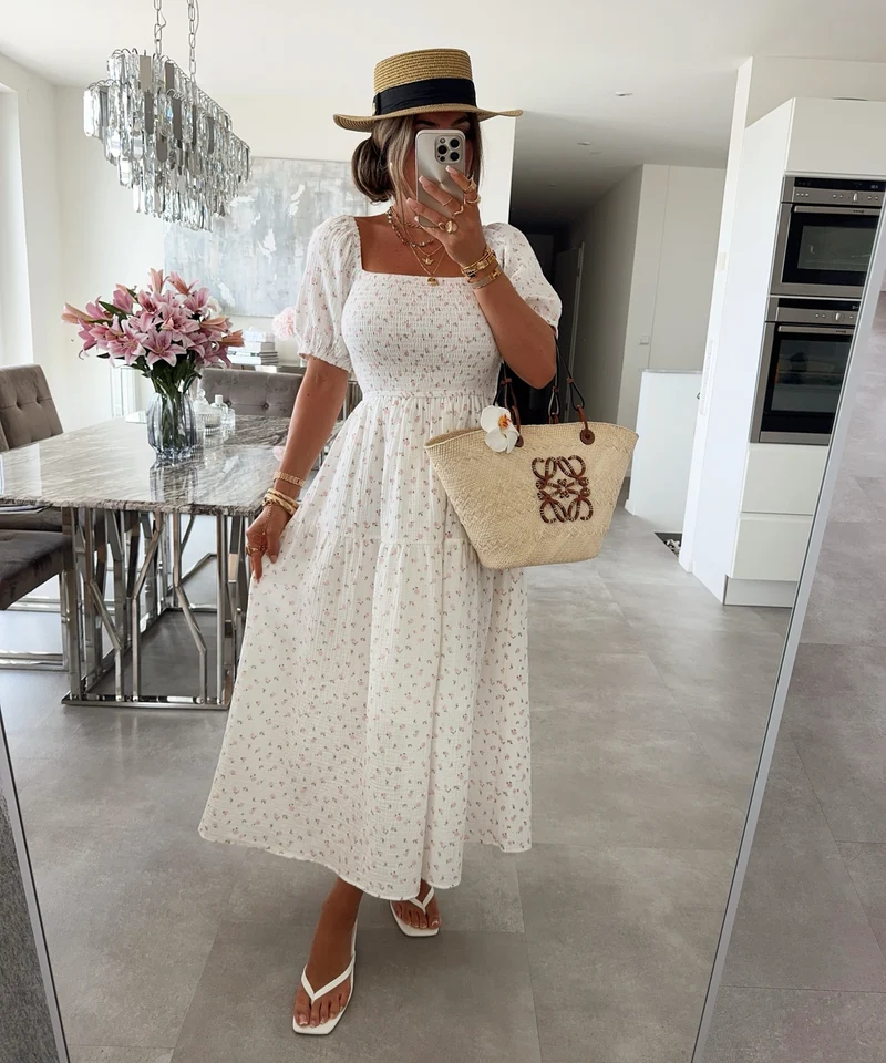 Musselin Maxi Kleid Balina Weiß