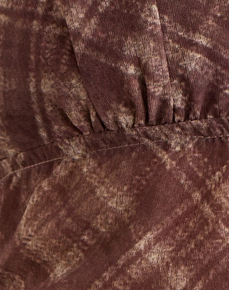 Kaluli-Haltertop in „Stone Check Brown“