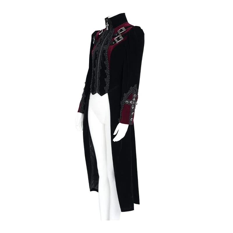 Schwarze Gothic-Jacke für Damen mit Perlenbesatz, Schnallenriemen und Reißverschluss